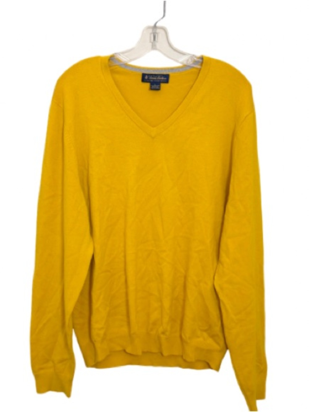 Brooks Brothers Mustard Yellow Merino Wool Preppy Academia V-Neck Sweater Large